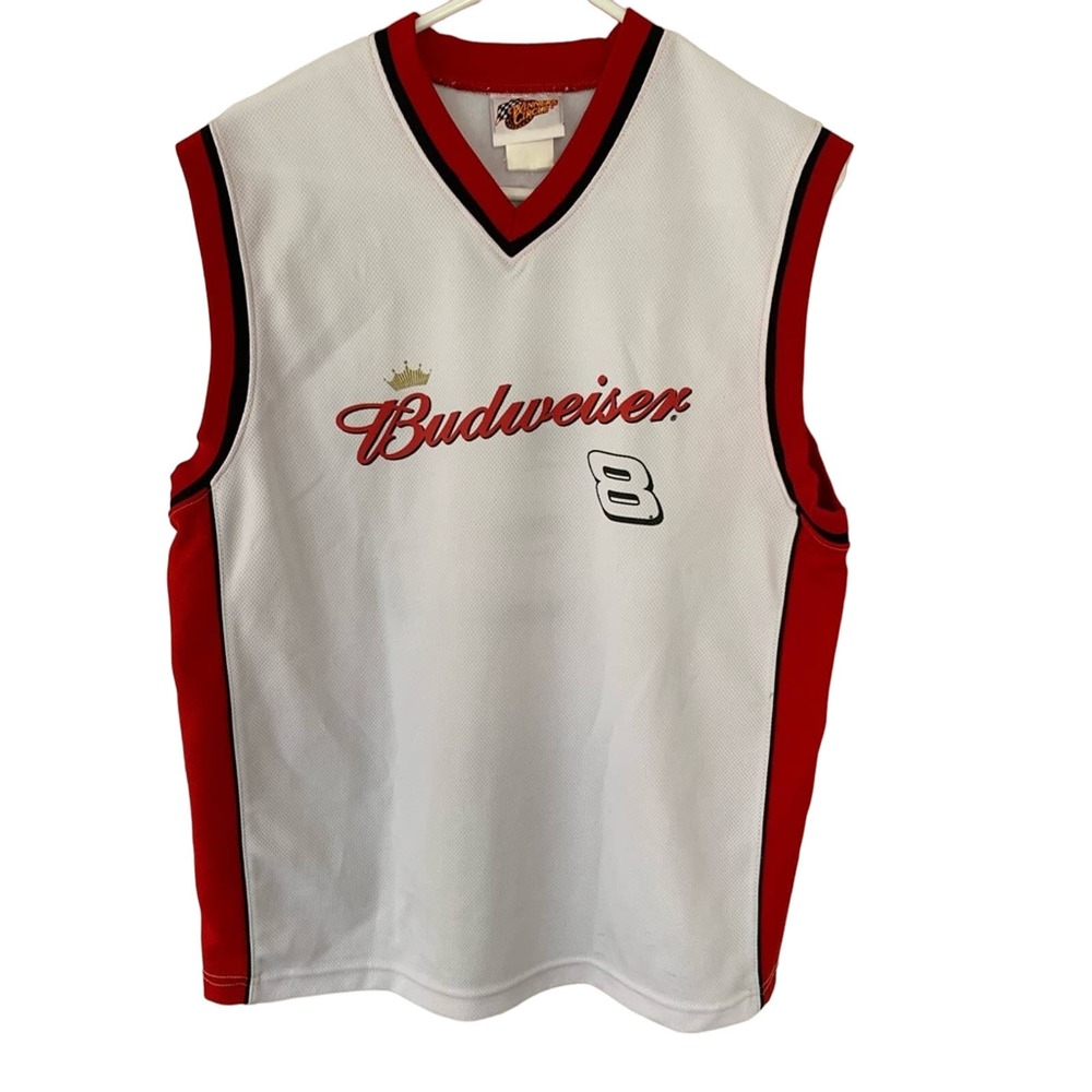 VINTAGE DALE EARNHARDT JR. BUDWEISER BASKETBALL TANK TOP JERSEY MENS SZ L